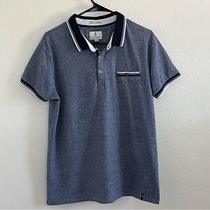 Scott James Blue Short Sleeve Collared Polo Shirt Contrasting Navy Blue Size M